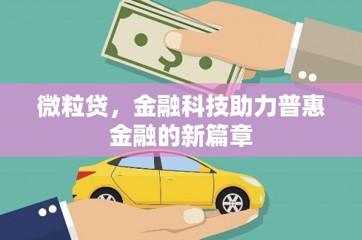 金湖微粒贷，金融科技助力普惠金融的新篇章
