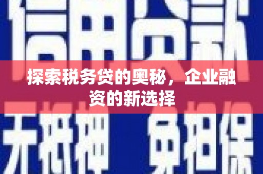 杏花岭探索税务贷的奥秘，企业融资的新选择