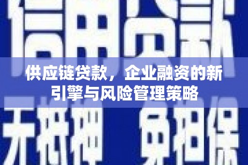 南召供应链贷款，企业融资的新引擎与风险管理策略