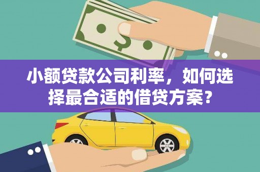 鸡冠小额贷款公司利率，如何选择最合适的借贷方案？