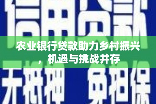 伊宁农业银行贷款助力乡村振兴，机遇与挑战并存