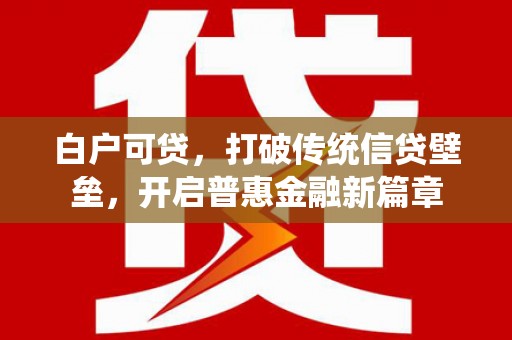 甘肃白户可贷，打破传统信贷壁垒，开启普惠金融新篇章
