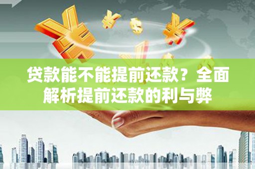 西和贷款能不能提前还款？全面解析提前还款的利与弊